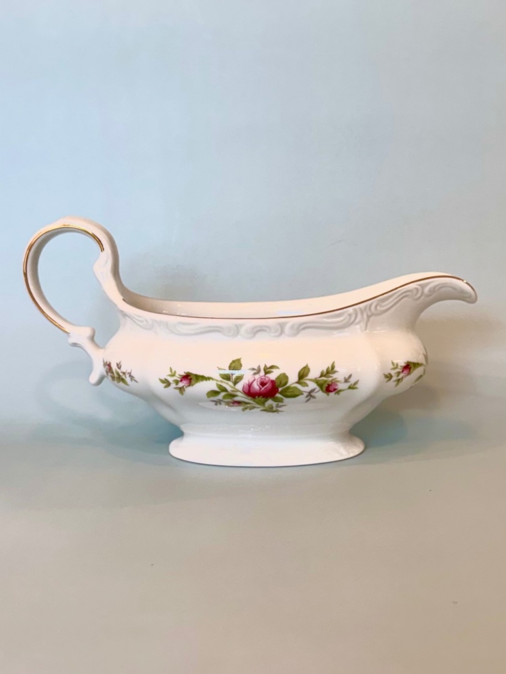 NWOT, Vintage Johann Haviland Traditions Elegant Moss Rose Pattern Gravy Boat